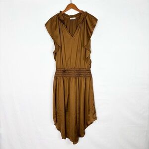 Ramy Brook Brown Midi Dress with Smocked Waist
